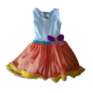 Twirls and Twigs 12 months orange white butterfly dress
